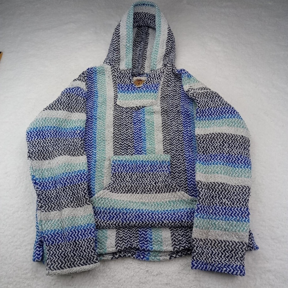 Earth Ragz Blue, White & Black Pull Over Hoodie Sweater‎ Size Medium